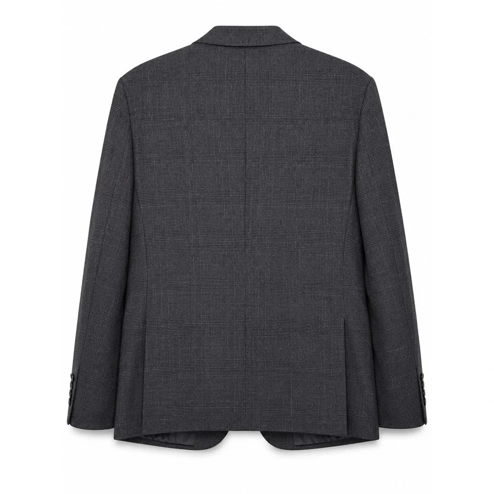 Lauren Ralph Lauren 48R Gray Plaid Wool Linen Blend Sport Coat Blazer 25x31